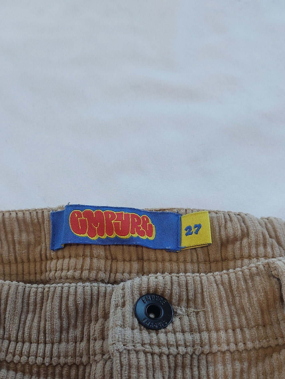 Empyre Beige Corduroy Relax Pants .Size 27 Waist - Picture 3 of 7